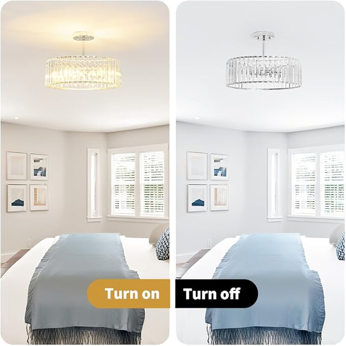 Modern Crystal Ceiling Light Fixture, Semi Flush Mount Ceiling Light, Chrome - Image 7