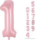 Pastel Pink 1 Balloons, 40 Inch Giant Light Pink Helium Foil Number 0-9 by Lingqiang