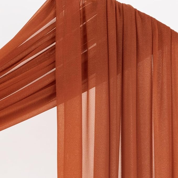 Socomi Terracotta Sheer Wedding Decor Fall Draping Fabric 29" x 20Ft 4 Panels - Image 5
