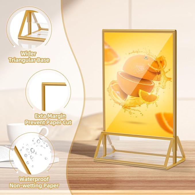 Acrylic Sign Holder 5x7 Gold Display Stand, Acrylic Frames - Image 4