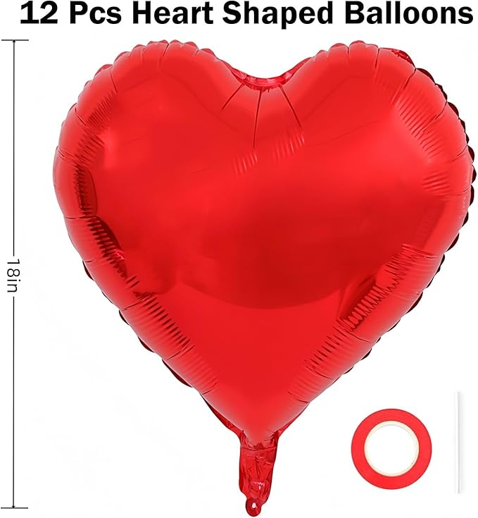 12Pcs Red Heart Balloons, 18 Inch, Love Balloons - Image 2