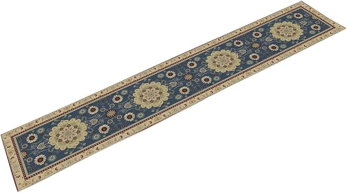 Vintage Boho Floral Table Runner, Elegant Rustic Country Farmhouse Blue Yellow - Image 7