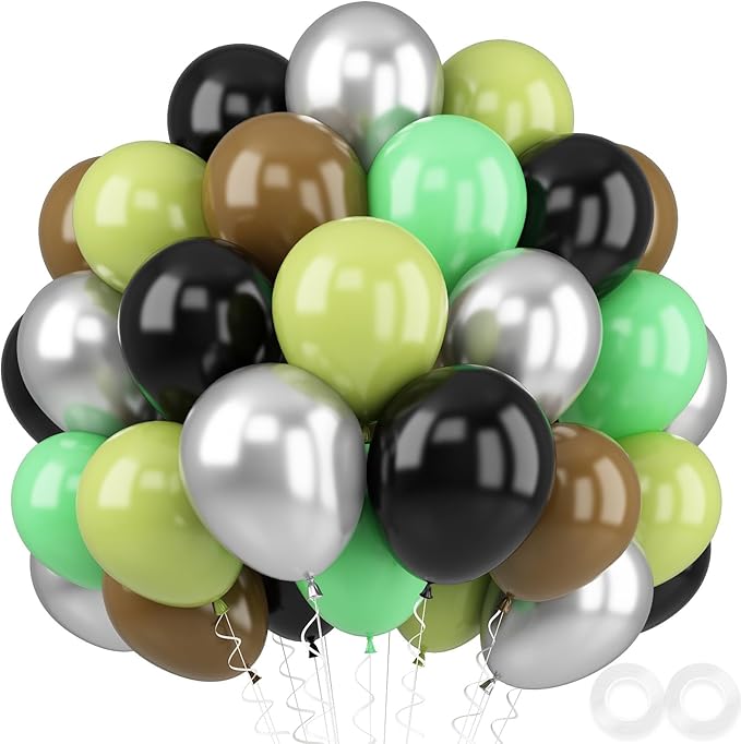 Green and Brown Balloons, Camping Game Jungle Theme Camo Birthday Baby Shower by FEYG