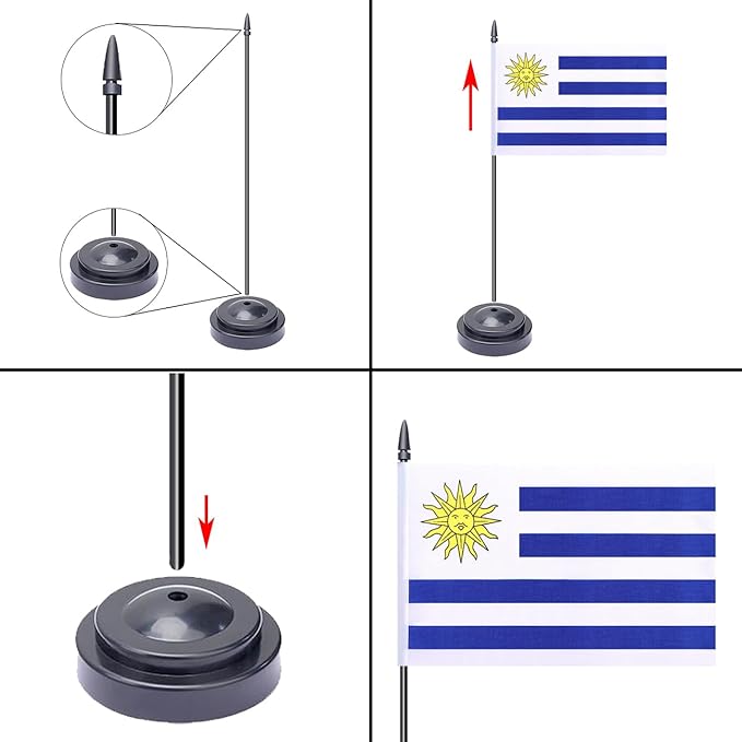 WXTWK 2 Pack Uruguay Flag Uruguay Deluxe Desk Flag Set - Image 4