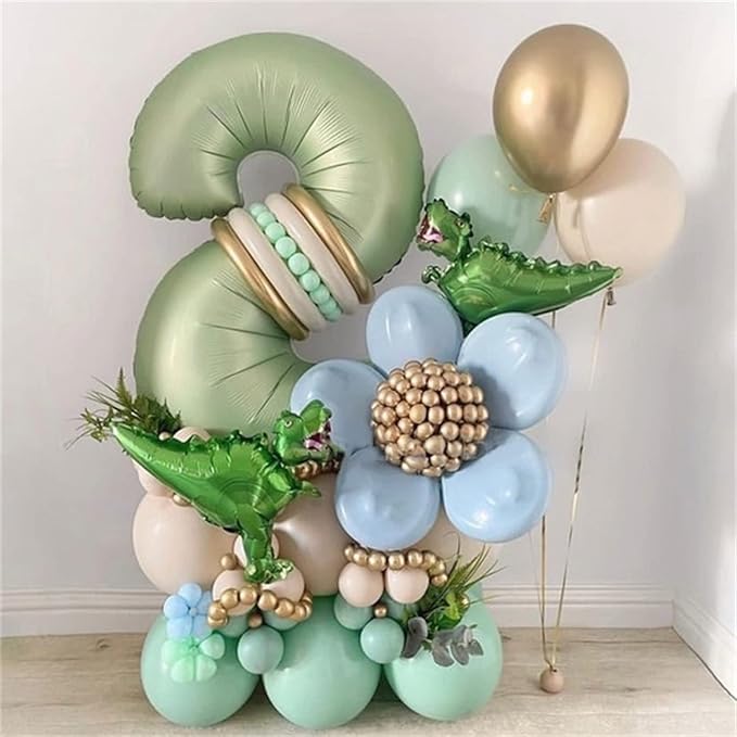 40'' Sage Green Number 9 Balloon, Self Inflating Foil Number Balloons Set 0-9 - Image 8
