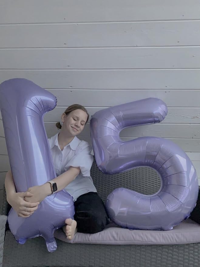 Large Lavender 40 Inch Birthday Number 5 Balloon, Lilac Five 5th 15 25 35 50 55 - Image 5