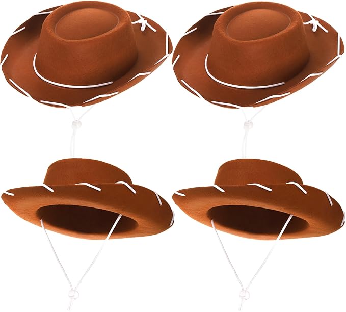 Peohud 4 Pack Felt Cowboy Hat, Small Western Cowgirl Hat, Wide Brim Cowboy Hat by Peohud