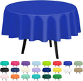 QIKSION Dark Blue Round Tablecloth 6 Pack, 84 Inch Plastic Table Cover by QIKSION