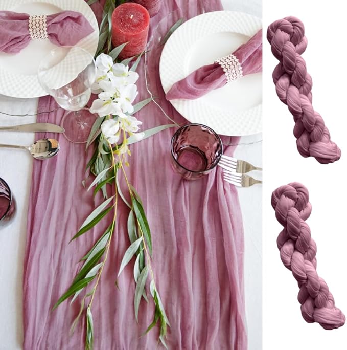 Dusty Pink Table Runner Cheesecloth 141'' Rustic Sheer Gauze Runner Farmhouse by YourMagicMoment