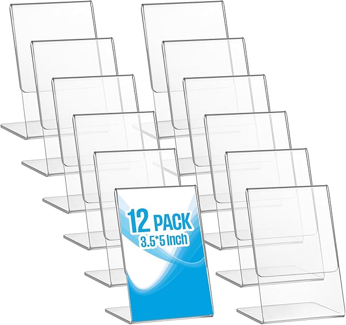 Ctosree 12 Pcs Acrylic Photo Frame L shape Slant Back Desktop Photo Frames by Ctosree