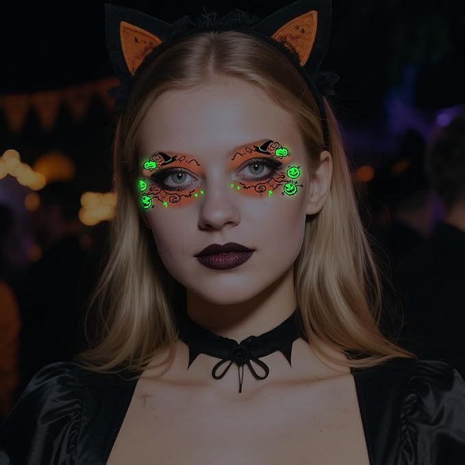 24 Pairs Halloween Luminous Eye Shadow Temporary Tattoos, Eyeliner Tattoo - Image 7