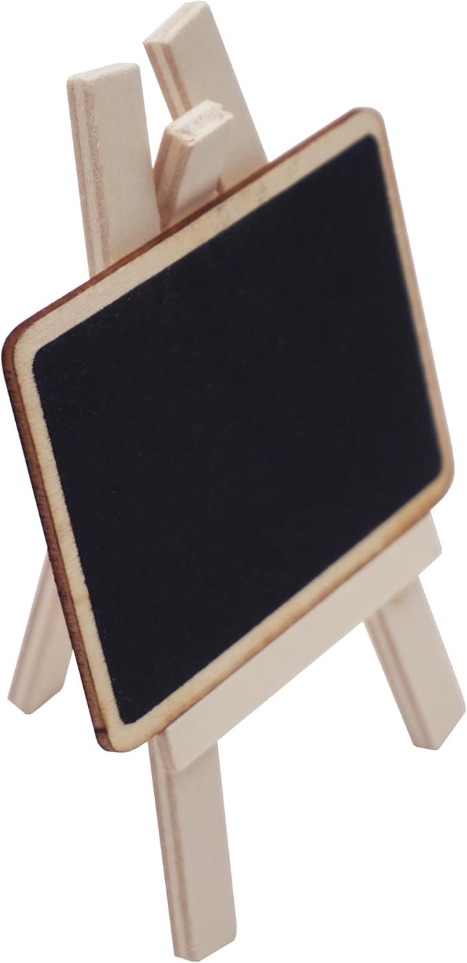 12 Count Mini Chalkboard Signs Wood Framed Table Stands – Size: 4.7" x 3.1" - Image 4