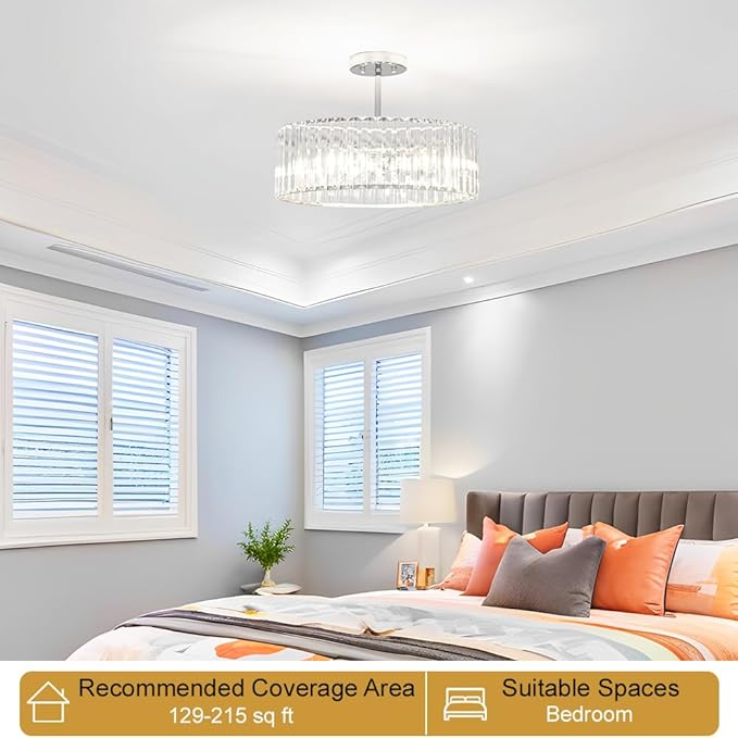 Modern Crystal Ceiling Light Fixture, Semi Flush Mount Ceiling Light, Chrome - Image 2