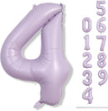 Light Purple Number 4 Balloons, 40 In Large Pastel Purple Number 4 Mylar Foil by Lingqiang