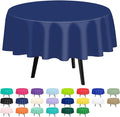 QIKSION Navy Blue Round Tablecloth 2 Pack, 84 Inch Plastic Table Cover by QIKSION
