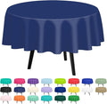 QIKSION Navy Blue Round Tablecloth 12 Pack, 84 Inch Plastic Table Cover by QIKSION