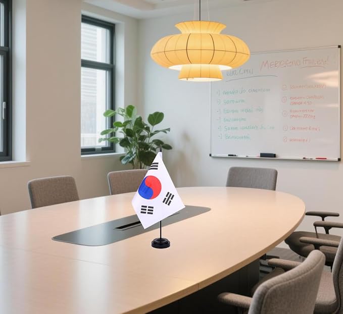 Korea Desk Flag 12" Solid Pole Deluxe Set Korean Flags Banner Mini Small Korea - Image 6