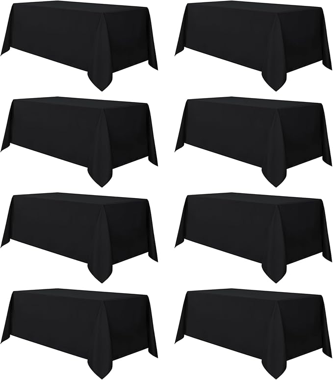 sancua 8 Pack Black Tablecloth 90 x 132 Inch by sancua