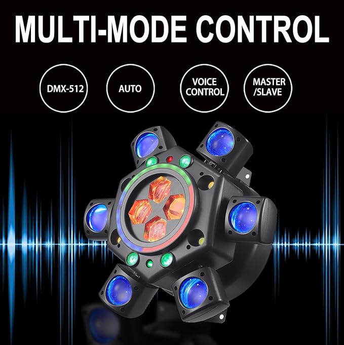Moving Head Dj Lights for Parties, Stage Light 6-in-1 LED RGBW 6 Arms DJ Lights - Image 3