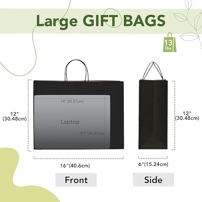 MESHA Large Black Paper Bags - Image 3