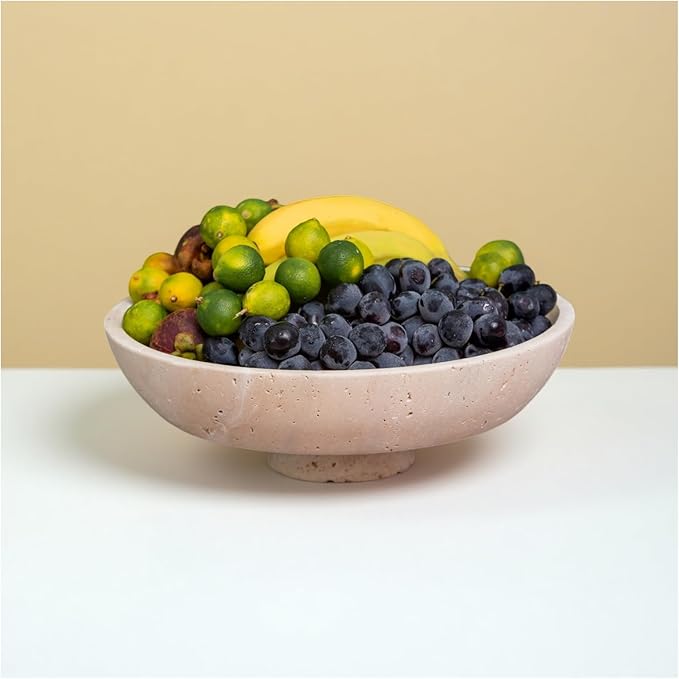 Natural Travertine Fruit Bowl 11.8" – Large Decorative Bowl & Travertine Decor - Image 7