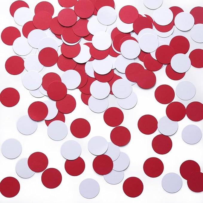 Red and White Paper Confetti Table Decoration by MOWO