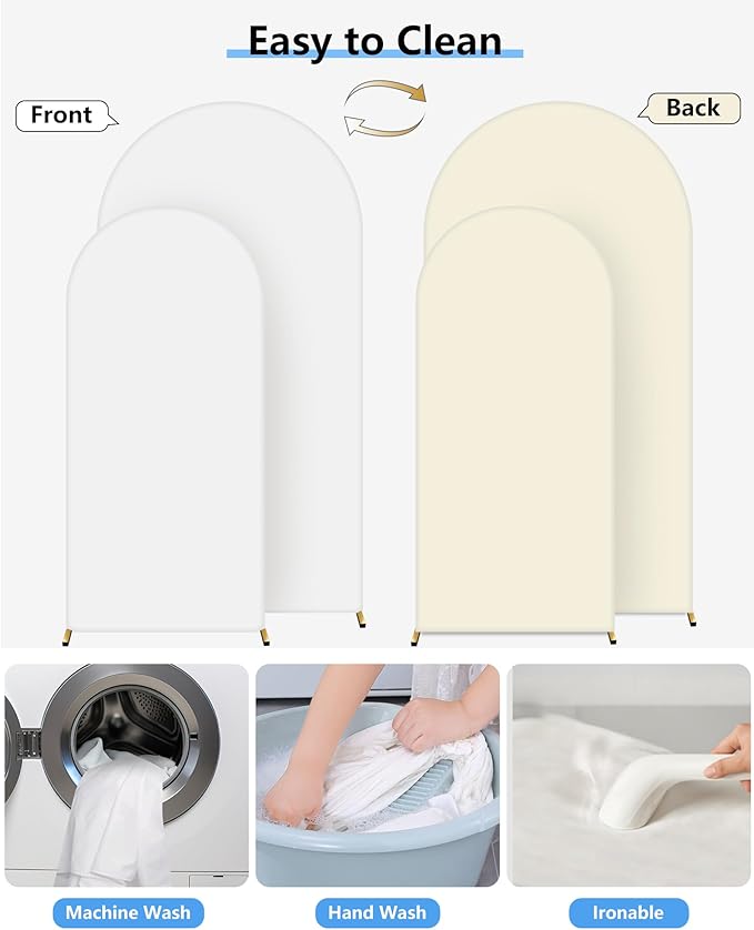 HEMMOTOP White and Light Beige Arch Backdrop Cover 7.2 ft, Wedding Arch Covers - Image 3