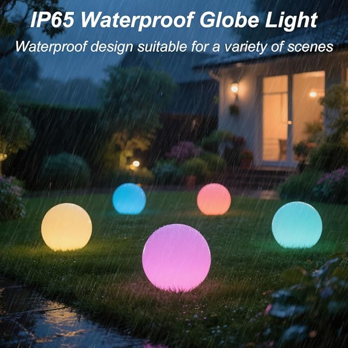 10 In LED Globe Light w/Remote, 16 RGB Colors 4 Modes & 8 Dimmable Brightness - Image 6