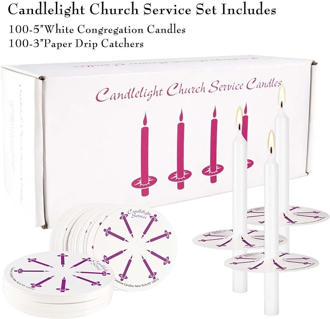 200 pcs Church Candles with Drip Protectors - Image 4