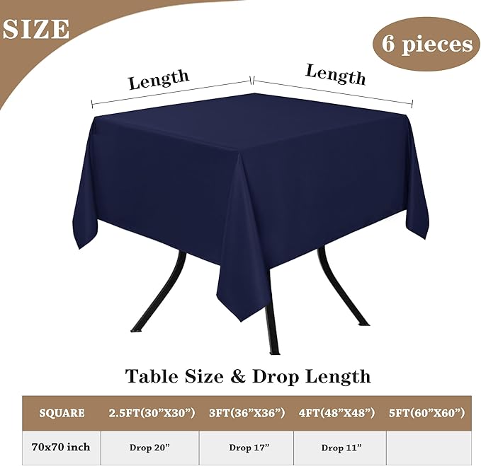 Fitable 6 Pack Square Tablecloths - Image 5