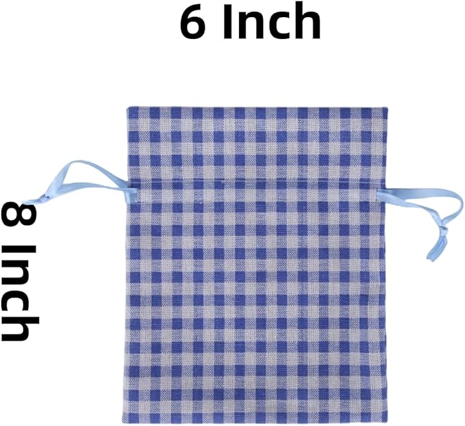 Meseey 5 Pcs Large Buffalo Plaid Burlap Bags - Image 2