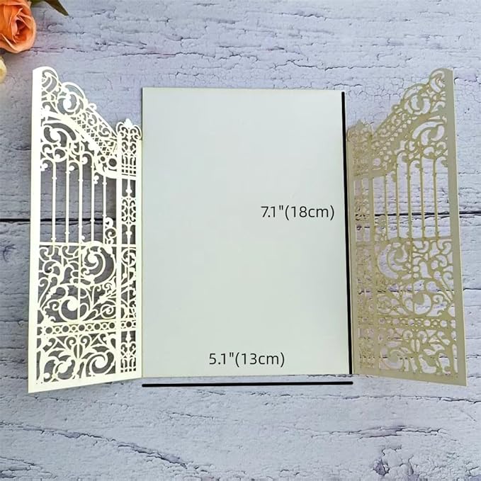 Glitter Laser Cut Gate Invitation Gold Castle - Image 4