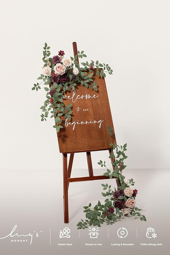 Ling's Moment 2pcs Wedding Flowers Garland Artificial Floral Swag Arch - Image 5
