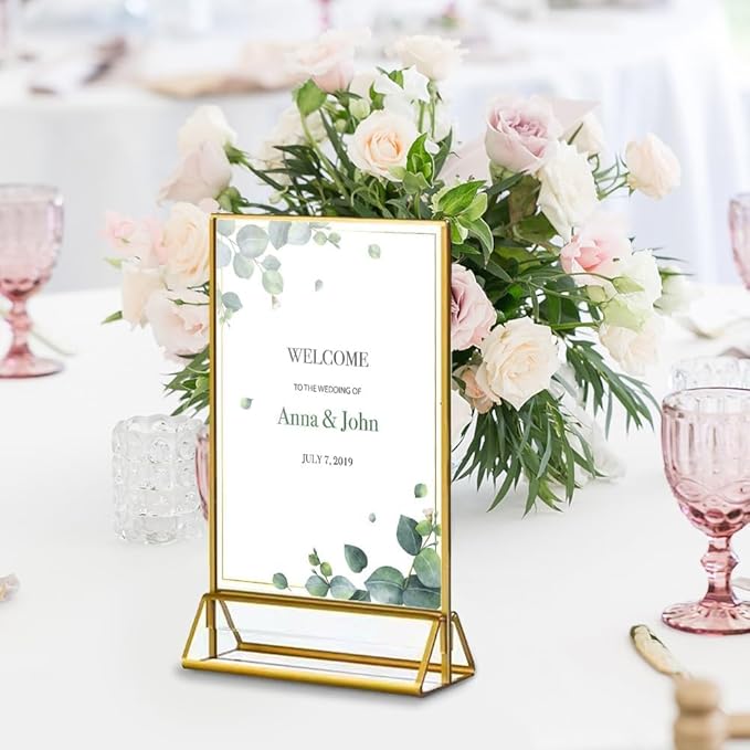 24 Pack Gold Acrylic Sign Holder, Picture Frames Wedding Double Sided Display - Image 5
