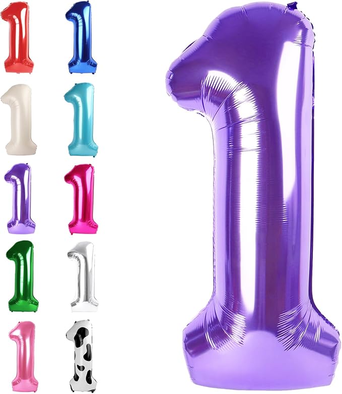 Purple Number 1 Balloon 40 inch, Number 1 Birthday Balloon by Upgesy
