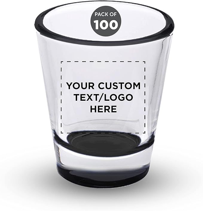 Custom Shot Glasses 1.75 oz. Set of 100, Personalized Bulk Pack by DISCOUNTPROMOS
