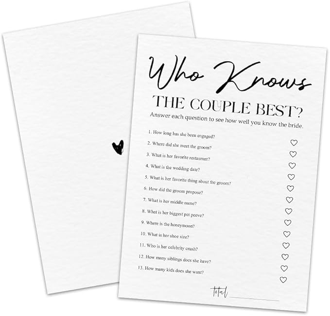 30 Minimalism Wedding Game Cards by MBYHP