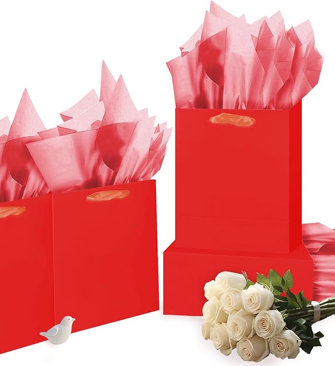 Gcardist Red Gift Bags with Tissue Paper - Image 4