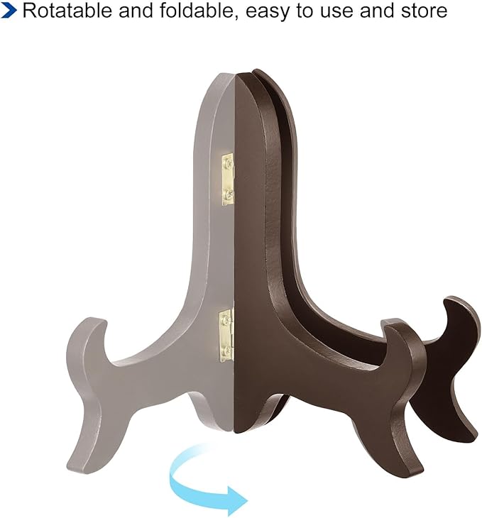 uxcell 5" Easel Plate Holder, Wooden Folding Display Stand Brown - Image 4