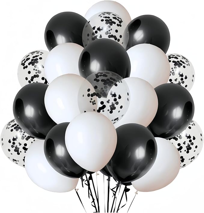 300 Pack Black and White Balloons 12 Inch Black Confetti Balloon by ZWZLIULIAN