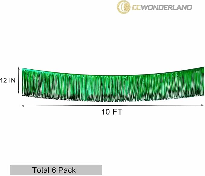 Green Foil Fringe Garland, 6 Pack 10 Feet Tinsel Fringe Parade Float Decorations - Image 2