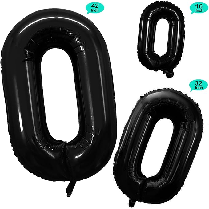 GOER 2 Pcs 42 Inch Black Foil Balloons Number 0 - Image 2
