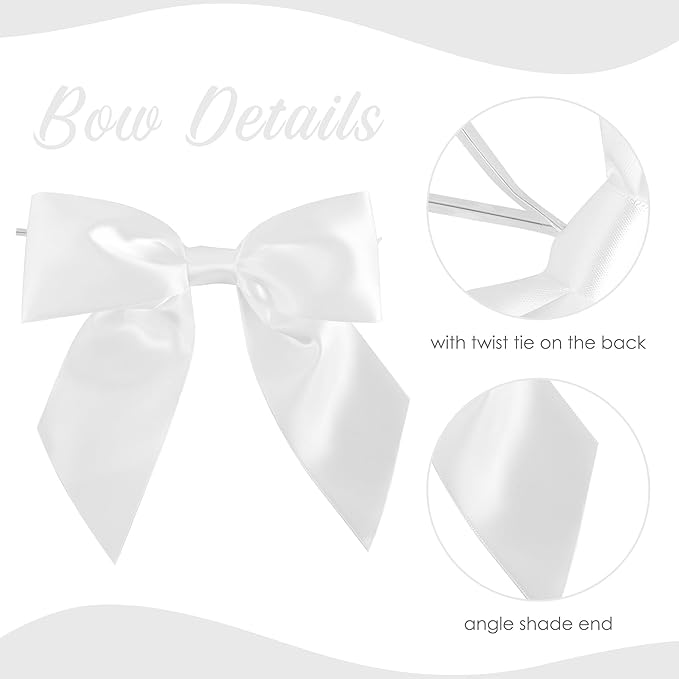 AIMUDI White Satin Bows 5.5" Bows - Image 4