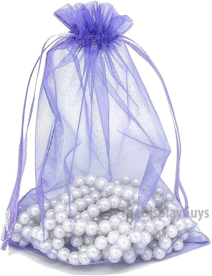 TheDisplayGuys 100-Pack 6x8 Lavender Sheer Organza Gift Bags - Image 3