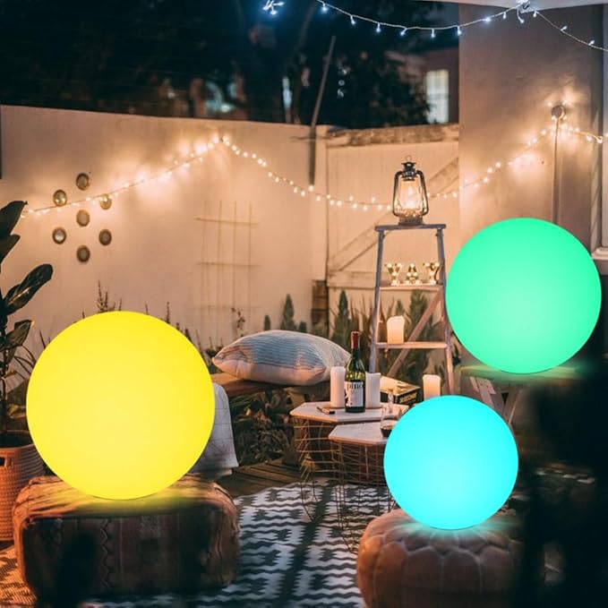 20-in LED Glowing Ball Light, Large Rechargeable LED Globe Orb Light w/Remote - Image 3