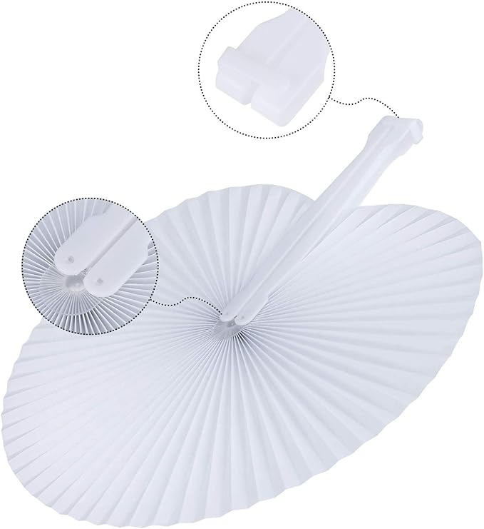 Pangda 24 Pack Folding Fans Round Paper Fans Assortment - Image 3