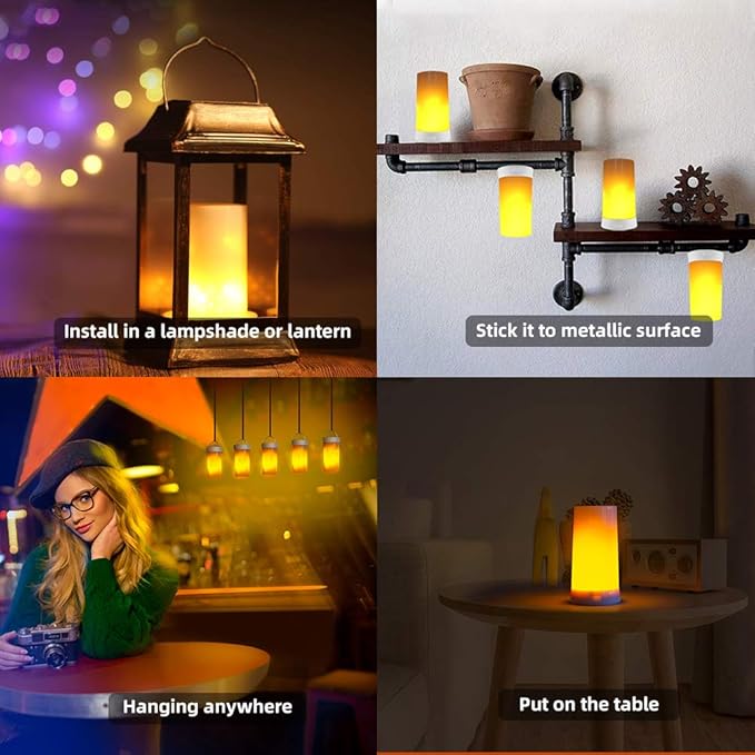 LED Flame Lights with Remote Timer, Flame Lamp 4 Modes USB Rechargeable Fire - Image 4