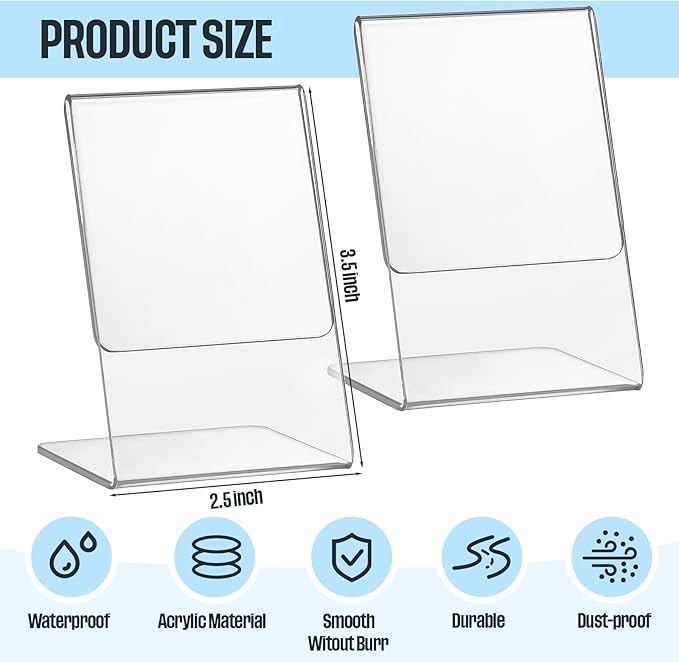 Ctosree 48 Pcs Acrylic Photo Frame L shape Slant Back Desktop Photo Frames - Image 3