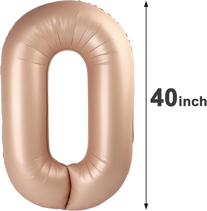 Light Brown Helium Number Balloon 40 Inch, Giant Foil Light Brown Number 0 - Image 2