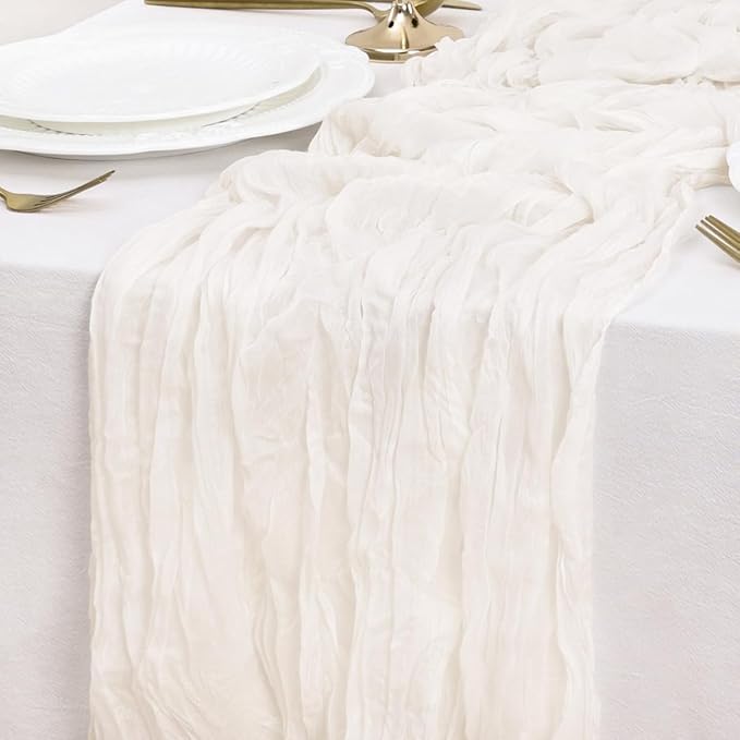 Ivory Table Runner Cheesecloth Table Runner 14FT Farmhouse Table Runners 160 - Image 5
